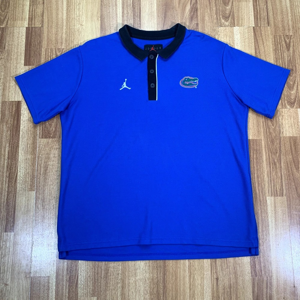 Jordan Polo Shirt Mens Large L Blue Black Florida University Gators Collar